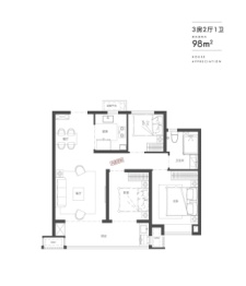 万科锦上光曜3室2厅1厨1卫建面98.00㎡