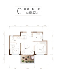 乐信云湖沉香康养度假小镇2室1厅1厨1卫建面60.42㎡