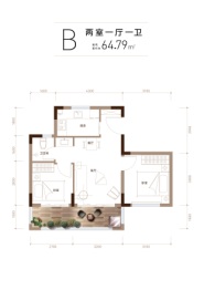 乐信云湖沉香康养度假小镇2室1厅1厨1卫建面64.79㎡