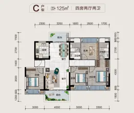 惠州交投·金河悦府4室2厅1厨2卫建面125.00㎡