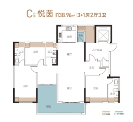 金富江山院4室2厅1厨3卫建面138.96㎡