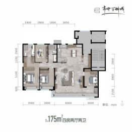 市中万科城4室2厅1厨2卫建面175.0㎡
