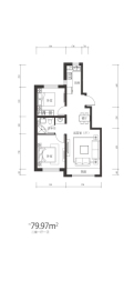 上源·水木清华2室1厅1厨1卫建面79.97㎡