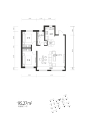 上源·水木清华2室2厅1厨1卫建面95.27㎡