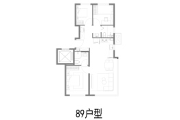 璀璨公元3室2厅1厨2卫建面89.00㎡