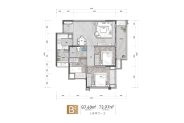 欧麓花园城·林湖郡3室2厅1厨1卫建面87.60㎡