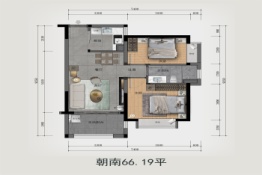 凤凰城B区2室1厅1厨1卫建面66.19㎡