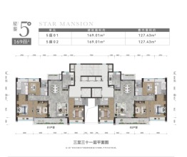 合景新鸿基·泷景4室2厅1厨3卫建面169.00㎡