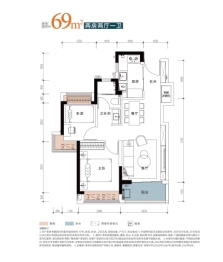 紫樾润府2室2厅1厨1卫建面69.00㎡