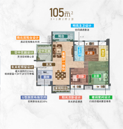 江海保利大都汇4室2厅1厨2卫建面105.00㎡