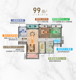 江海保利大都汇3室2厅1厨2卫建面99.00㎡