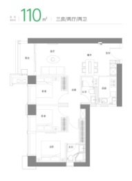 绿景白石洲璟庭3室2厅1厨2卫建面110.00㎡