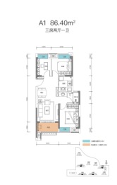 武汉城建天汇龙城3室2厅1厨1卫建面86.40㎡