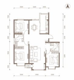 航城壹号3室2厅1厨2卫建面138.0㎡