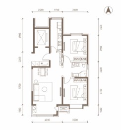 航城壹号2室2厅1厨1卫建面100.00㎡