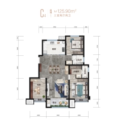 金隅金成府3室2厅1厨2卫建面125.90㎡