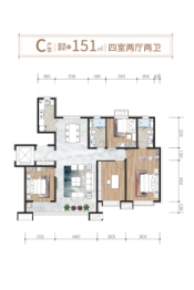 东昌御府4室2厅1厨2卫建面151.00㎡