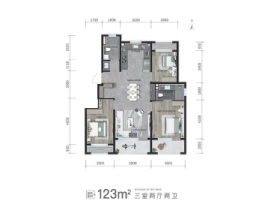 龙湖御湖境3室2厅1厨2卫建面123.00㎡