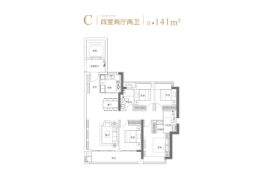 融侨滨江城｜公园观邸4室2厅1厨2卫建面141.00㎡