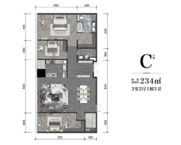 龙湖清能武汉1013室2厅1厨3卫建面234.00㎡