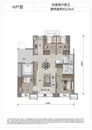 首开卓越建工·熙悦晴翠4室2厅1厨2卫建面119.0㎡