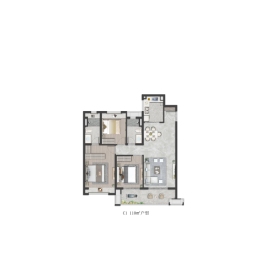 保利时光印象3室2厅1厨2卫建面109.00㎡