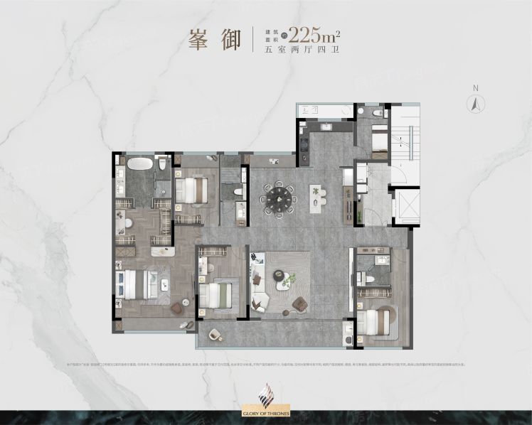 苏州龙湖·御湖境-苏州5室2厅4卫1厨225.00㎡户型图-苏州房天下