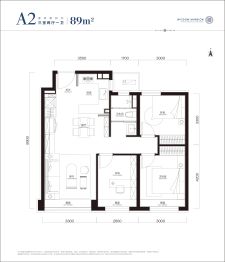 中海学府里3室2厅1厨1卫建面89.0㎡