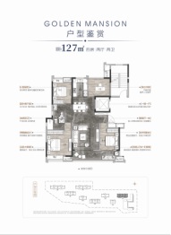 中梁鎏金公馆4室2厅1厨2卫建面127.00㎡