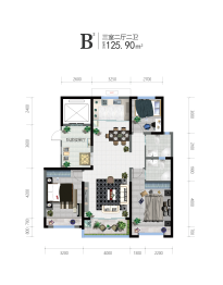 紫郡·上上城3室2厅1厨2卫建面125.90㎡