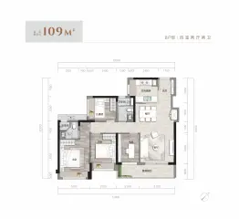 越秀瑞樾府4室2厅1厨2卫建面109.0㎡