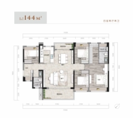 越秀瑞樾府4室2厅1厨2卫建面144.0㎡