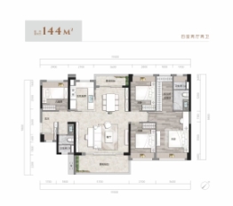 越秀瑞樾府4室2厅1厨2卫建面144.00㎡