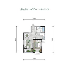 紫雲境1室1厅1厨1卫建面62.00㎡