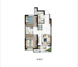 新城悦隽公馆2室2厅1厨1卫建面85.00㎡