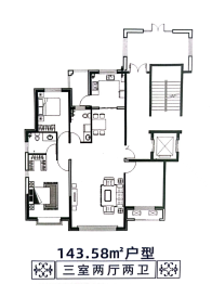 西丽雅居3室2厅1厨2卫建面143.58㎡