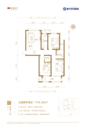 厚德中央锦城3室2厅1厨2卫建面115.32㎡