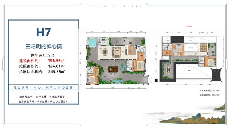 保山中森腾玥蓝山4室2厅5卫1厨196.55㎡户型图-保山房天下