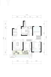 多弗·八千屿3室2厅1厨1卫建面90.00㎡