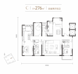 唐顿庄园4室2厅1厨4卫建面276.00㎡