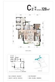 中铁阅山湖 臻藏3室2厅1厨2卫建面128.00㎡