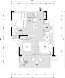 鹤鸣山·蓝城桃花源2室1厅1厨1卫建面64.54㎡