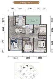 绿城·桂语听蘭3室2厅1厨1卫建面89.00㎡