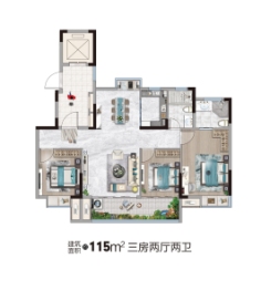 融泰学府3室2卫建面115.00㎡