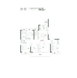 晶宫山水拾光3室2厅1厨2卫建面140.00㎡