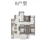 青岛城投新城时代H户型建面约95㎡三室两厅一卫