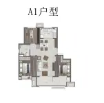 A户型建面约102㎡三室两厅一卫