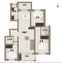 鑫俊·嘉惠苑3室2厅1厨2卫建面106.00㎡