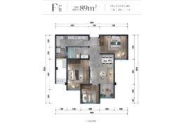 东湖峯璟3室2厅1厨2卫建面89.00㎡