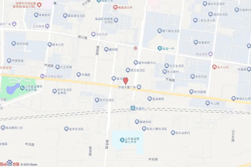临淄区牛山路以北，北五路以东。交通图